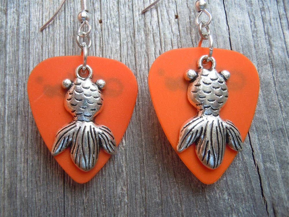 Goldfish Charm Guitar Pick Earrings