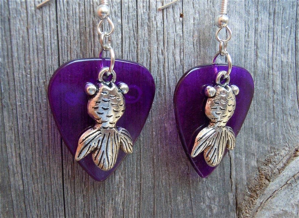 Goldfish Charm Guitar Pick Earrings