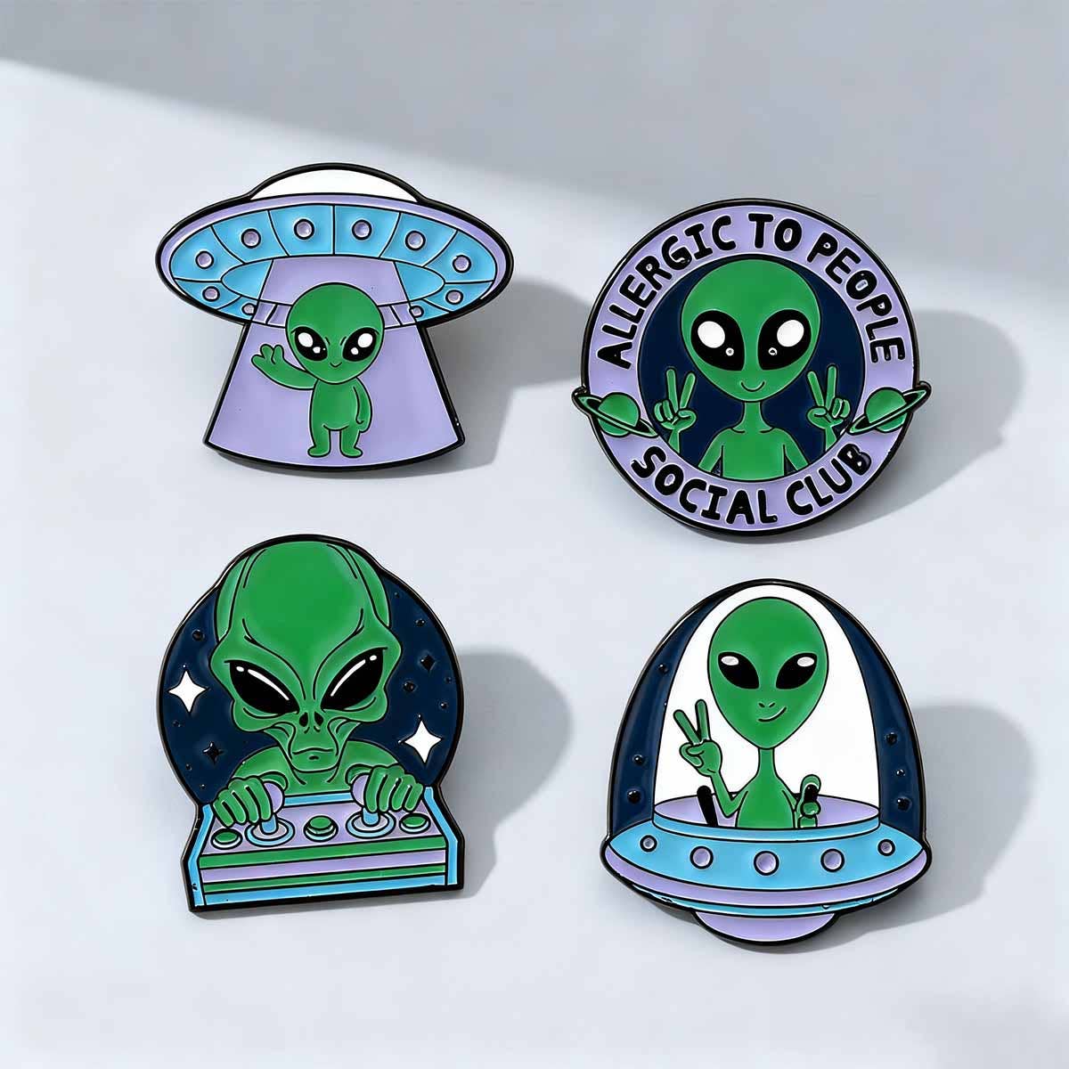 Alien spaceship brooch/pin
