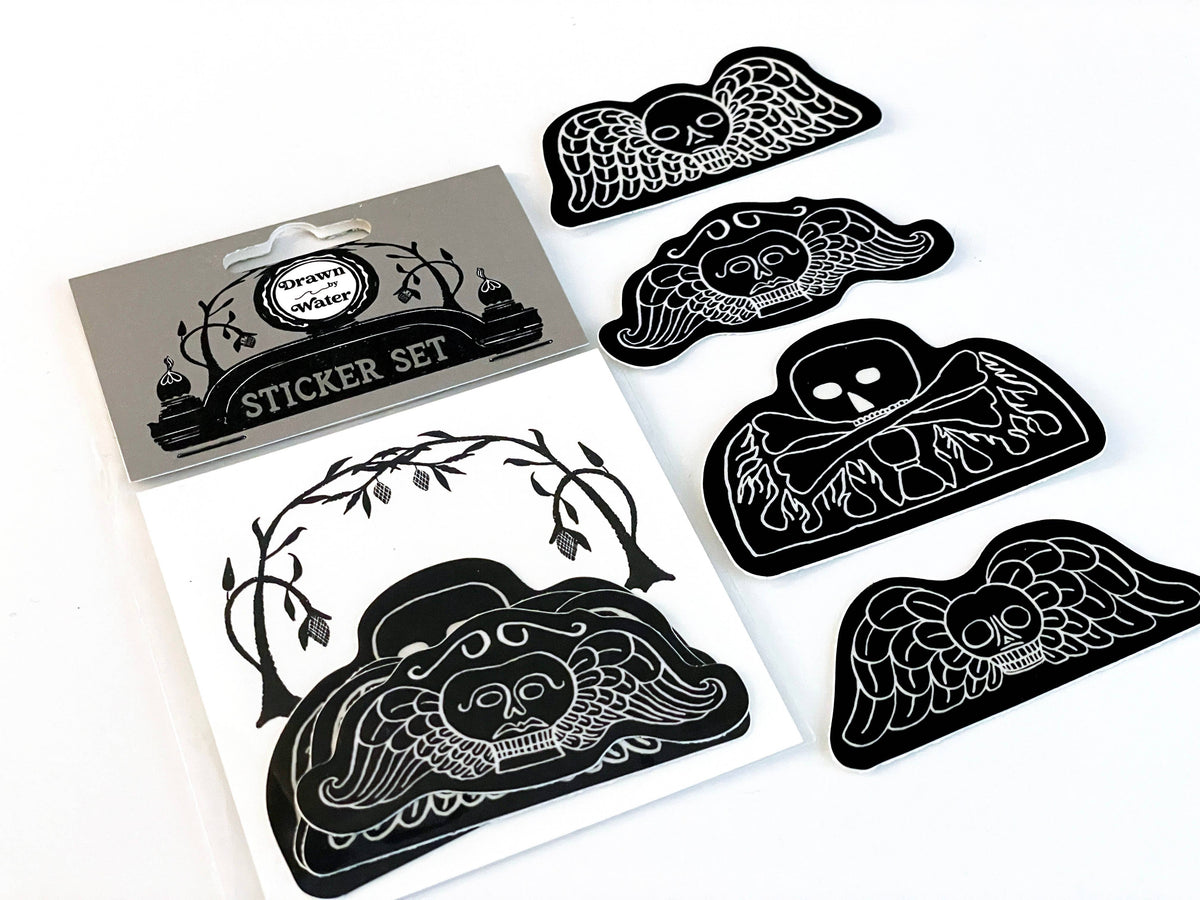Momento Mori Deaths Head Vinyl Sticker- Set of 4