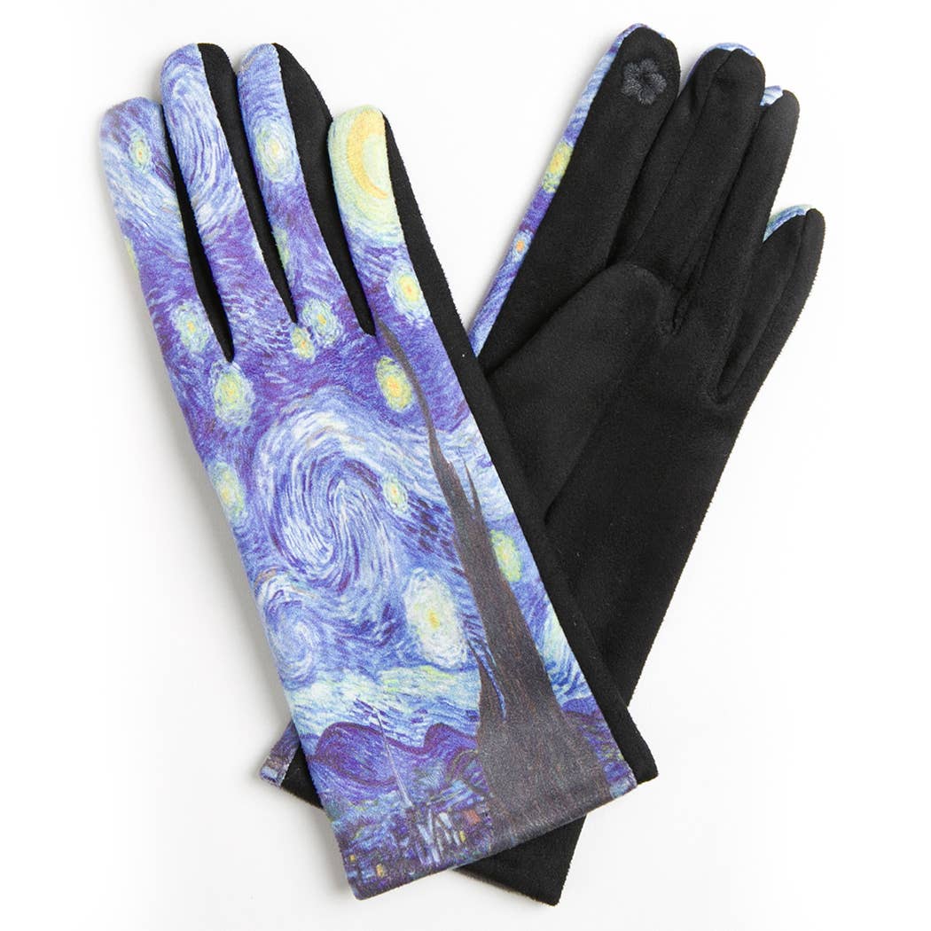 Women's Art Print Design Touch Gloves