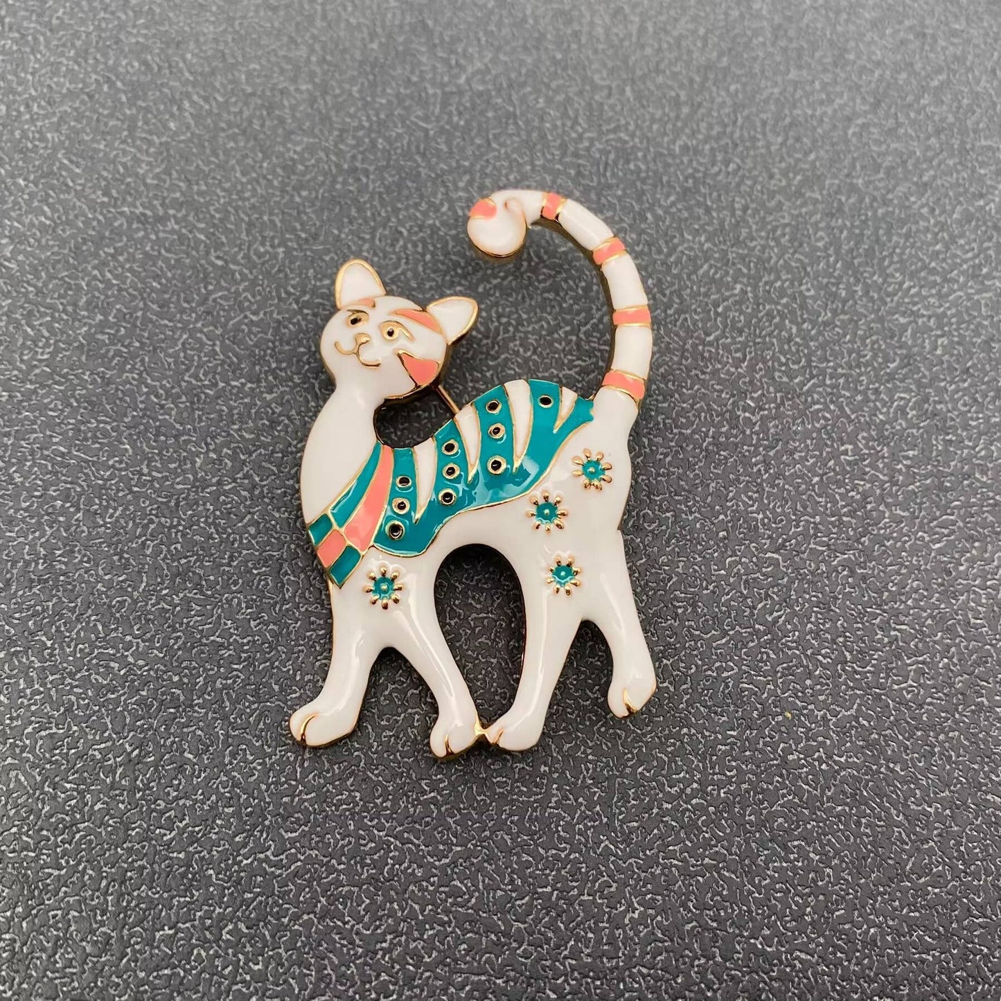 Enamel Cat Brooch