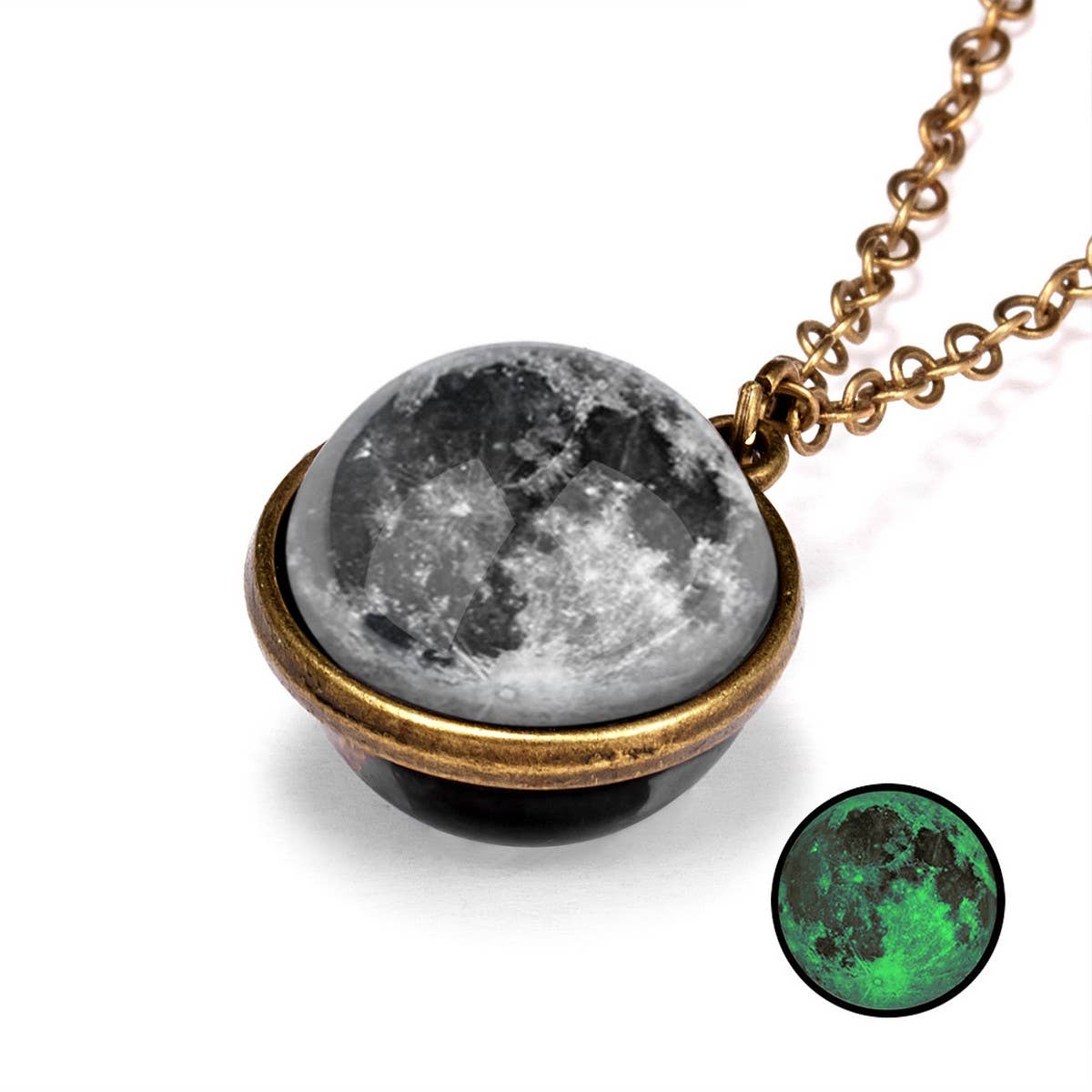 Double sided universe starry night necklace