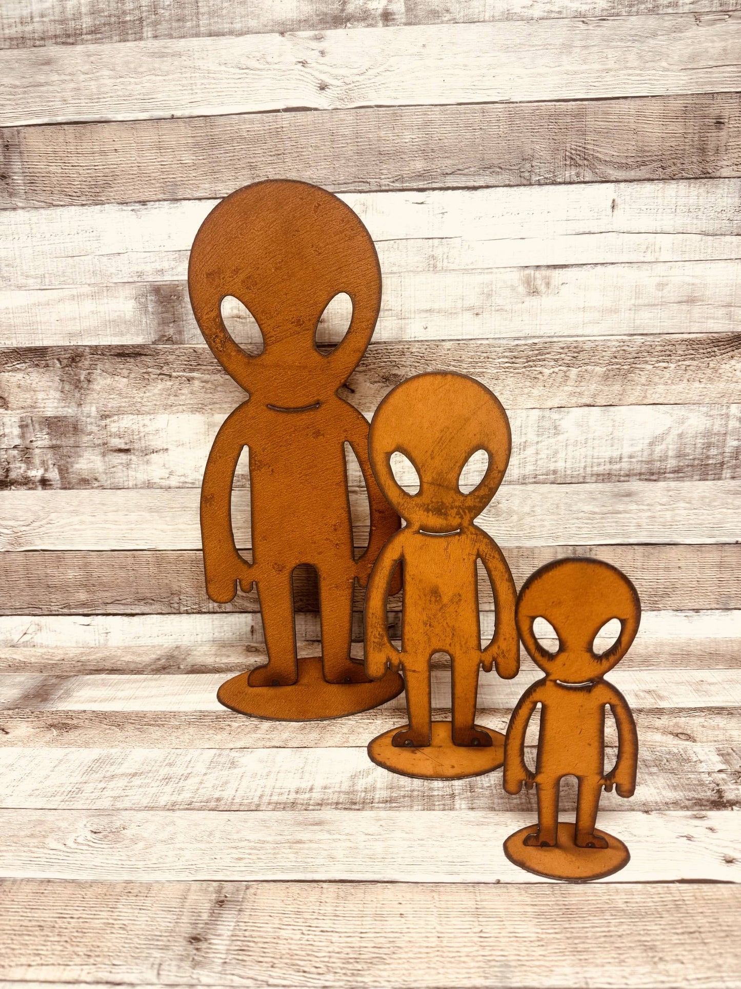Alien Standing Yard Art Rustic Metal Garden Decor