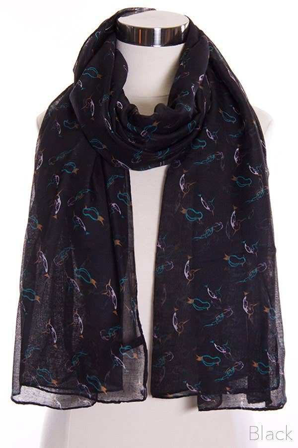 Colorful Multi Color Bird Outline Print Scarf