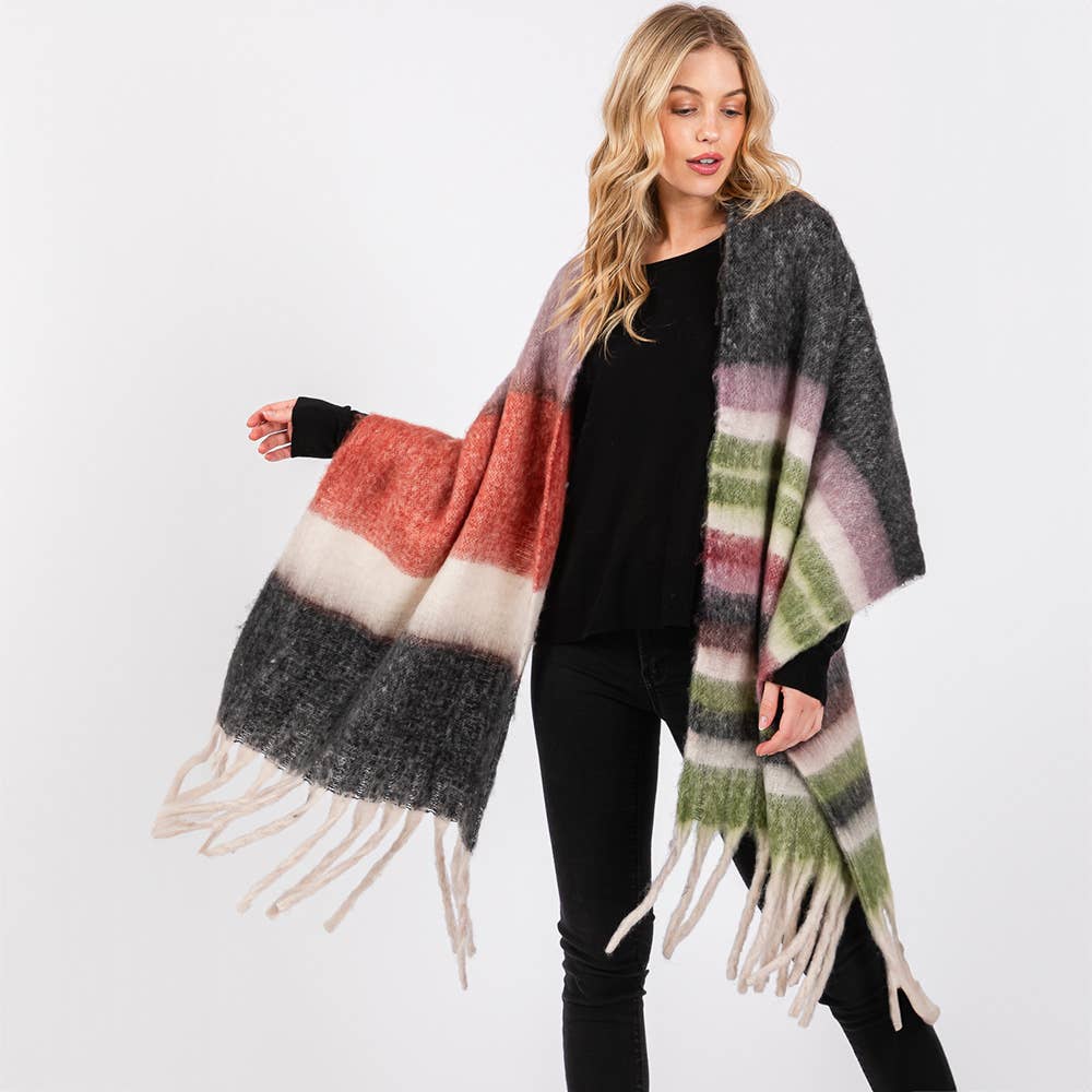 Brushed Multi Color Stripe Scarf