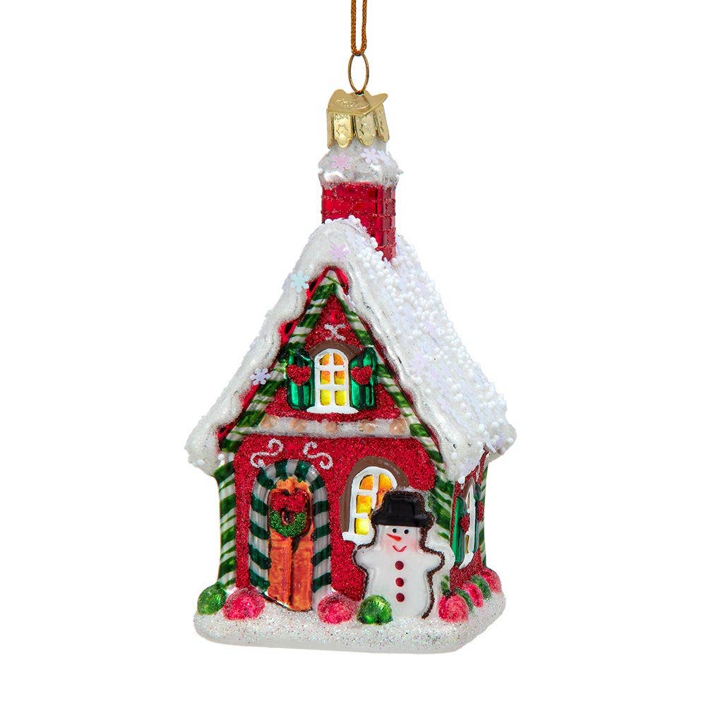 Glass Gingerbread House Ornament