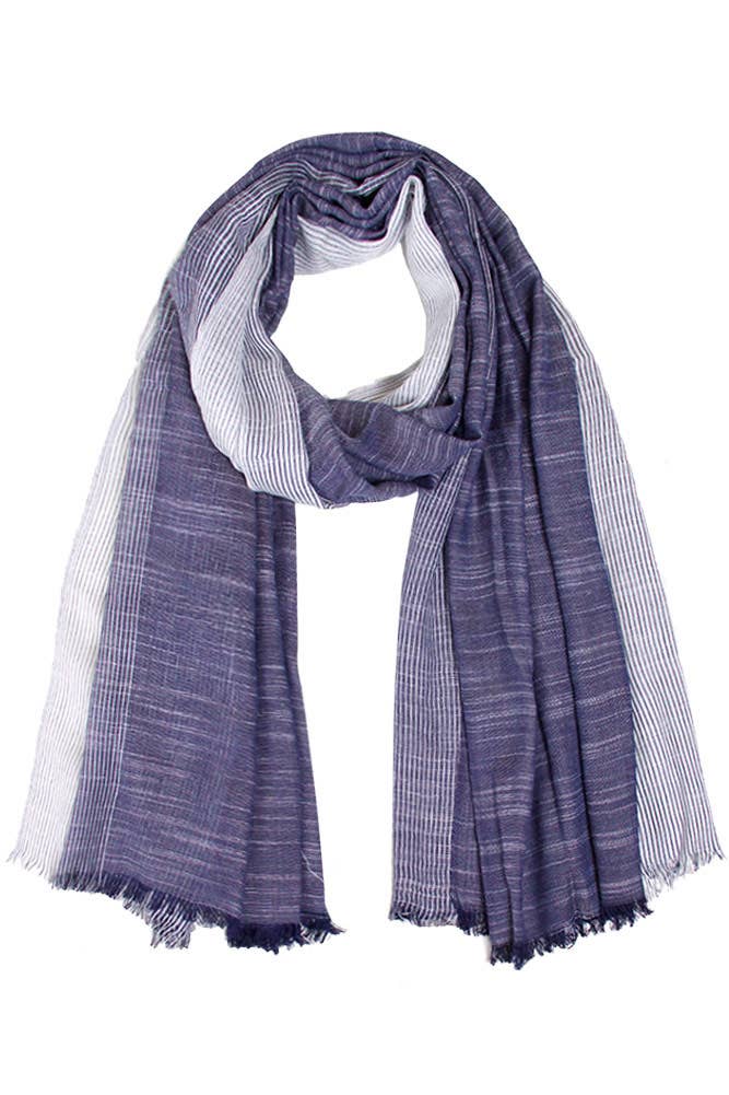 Two Tone Stripe Textured Oblong Scarf