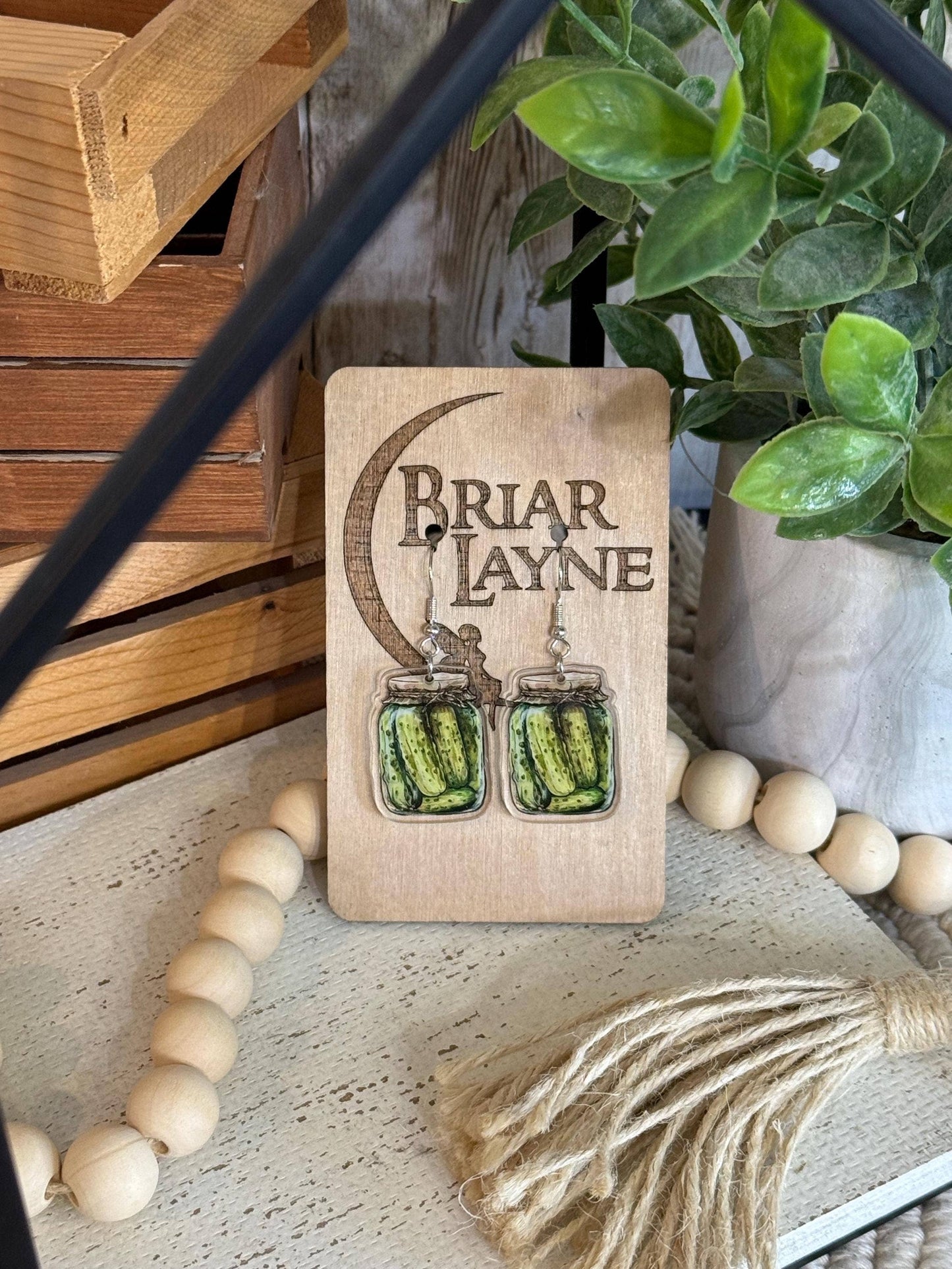 Pickle Themed Jar Earrings for Pickle Lovers