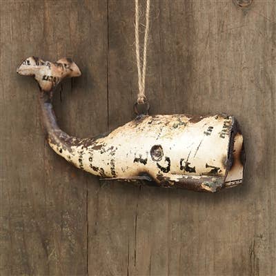 Reclaimed Whale Ornament - White