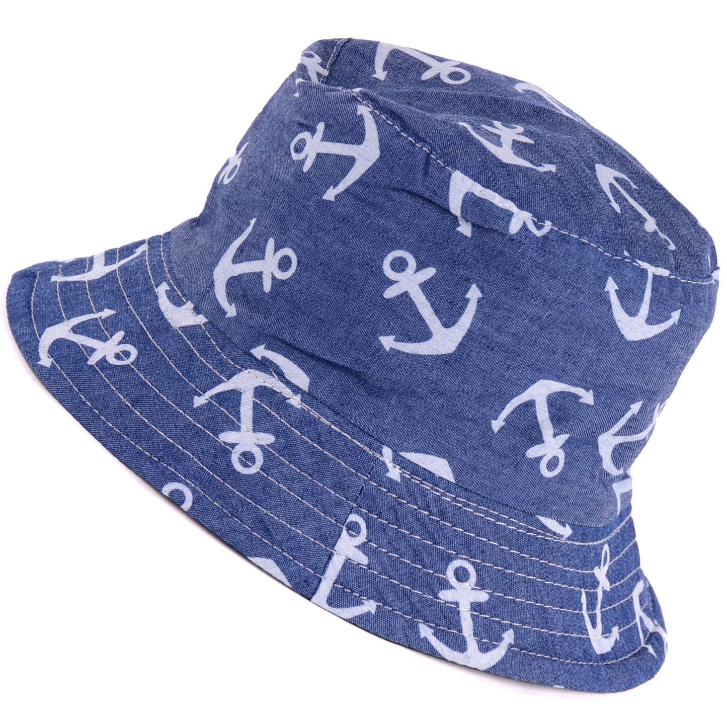 Navy anchor bucket hat