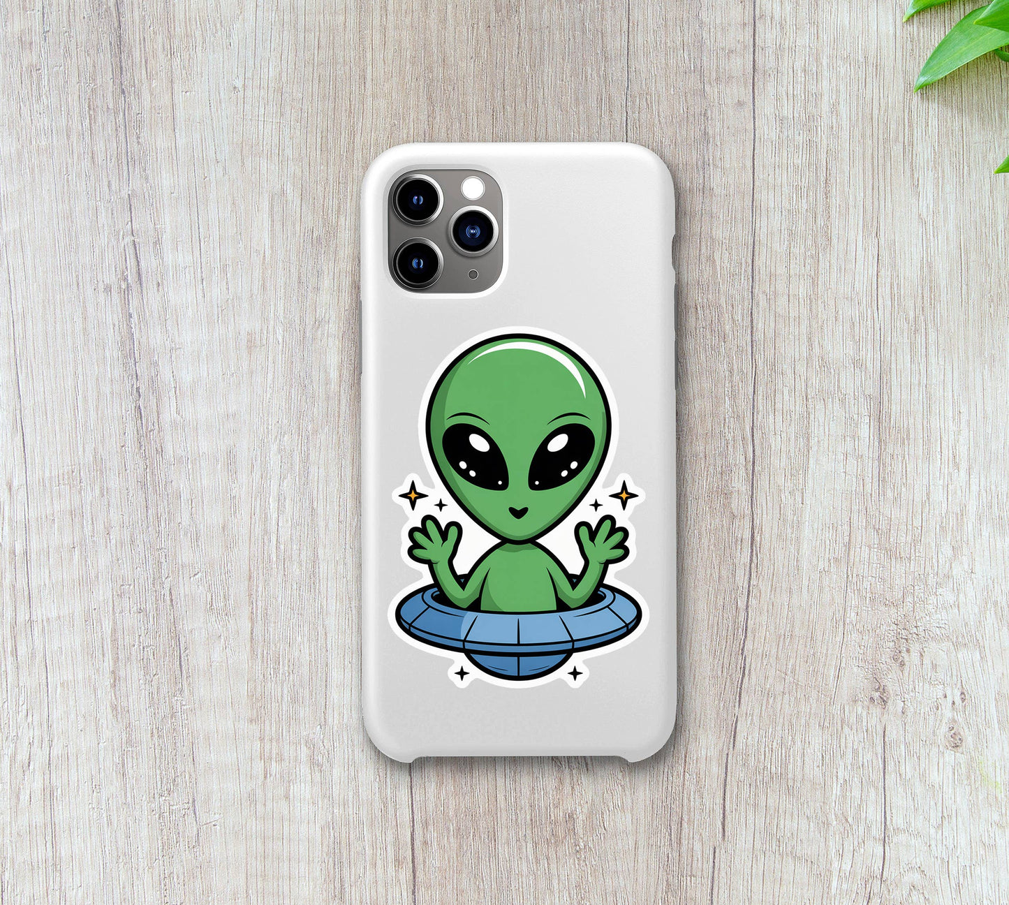 Cute Alien in Saucer Sticker