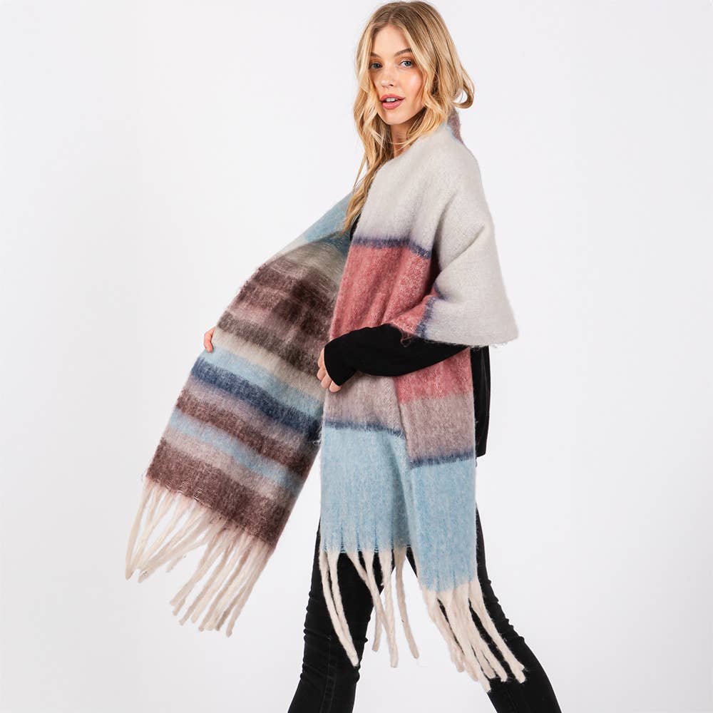 Brushed Multi Color Stripe Scarf