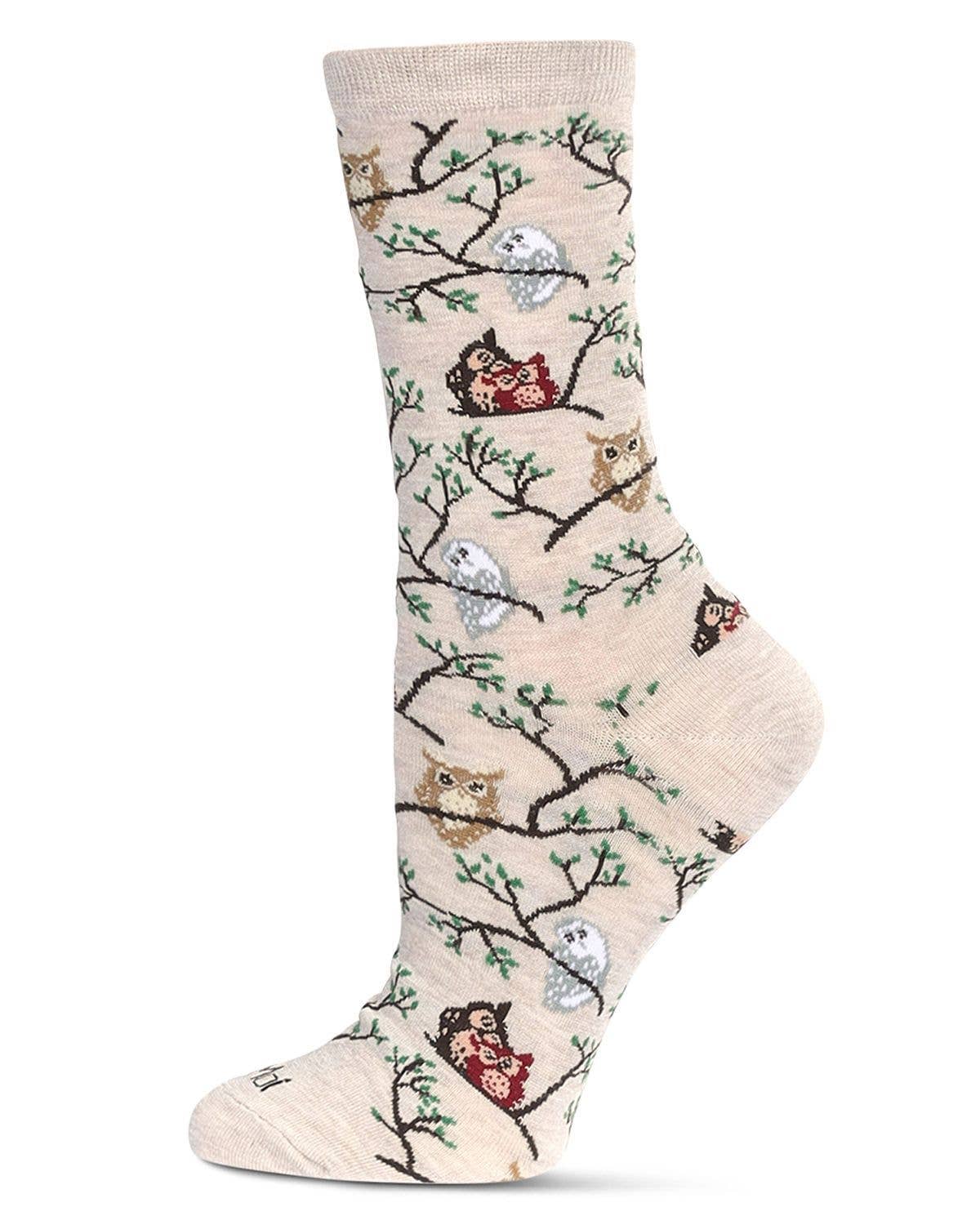 Women's Owls Bamboo Crew Socks