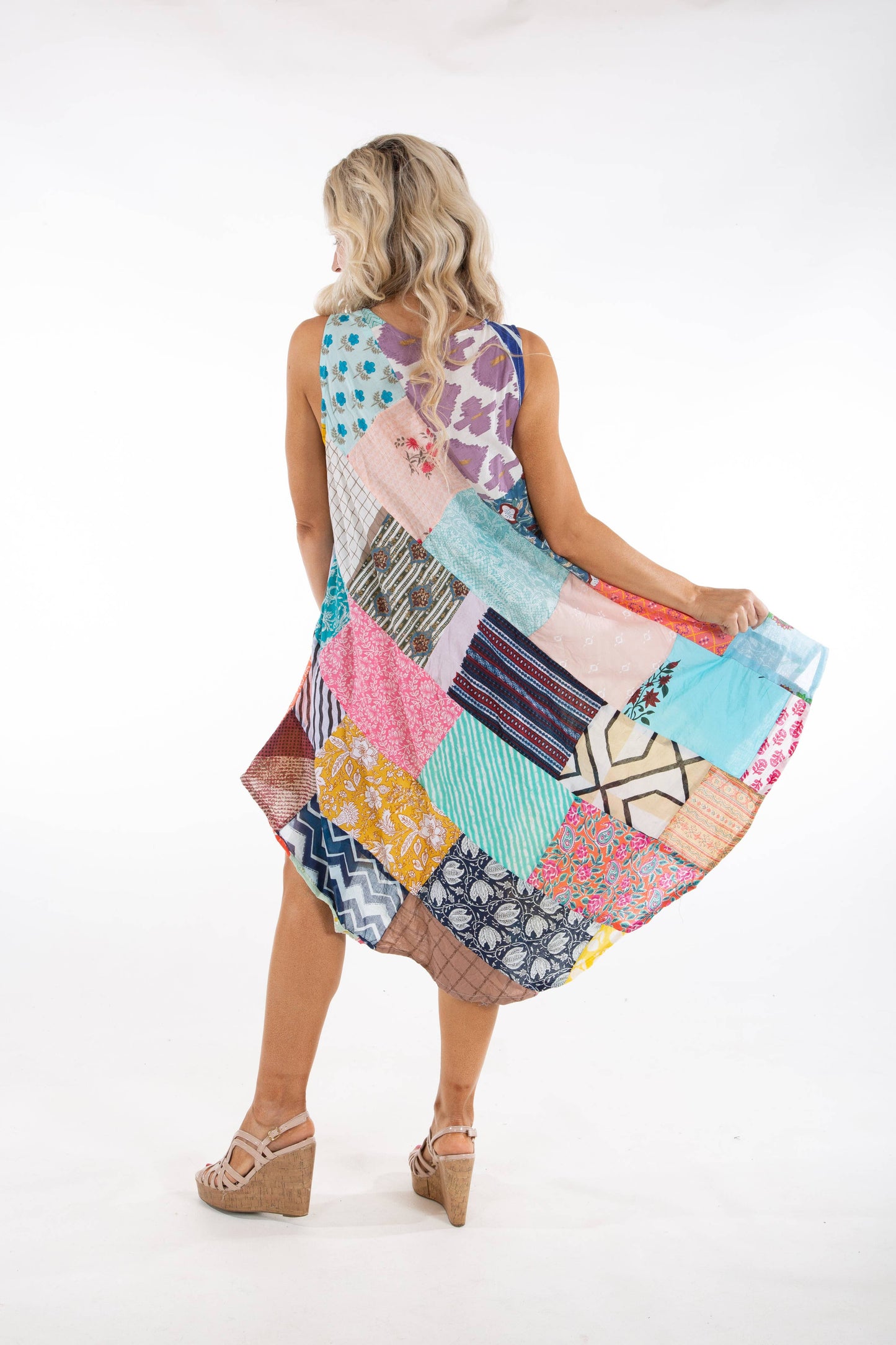 Sleeveless Patchwork Dress, Assorted Designs