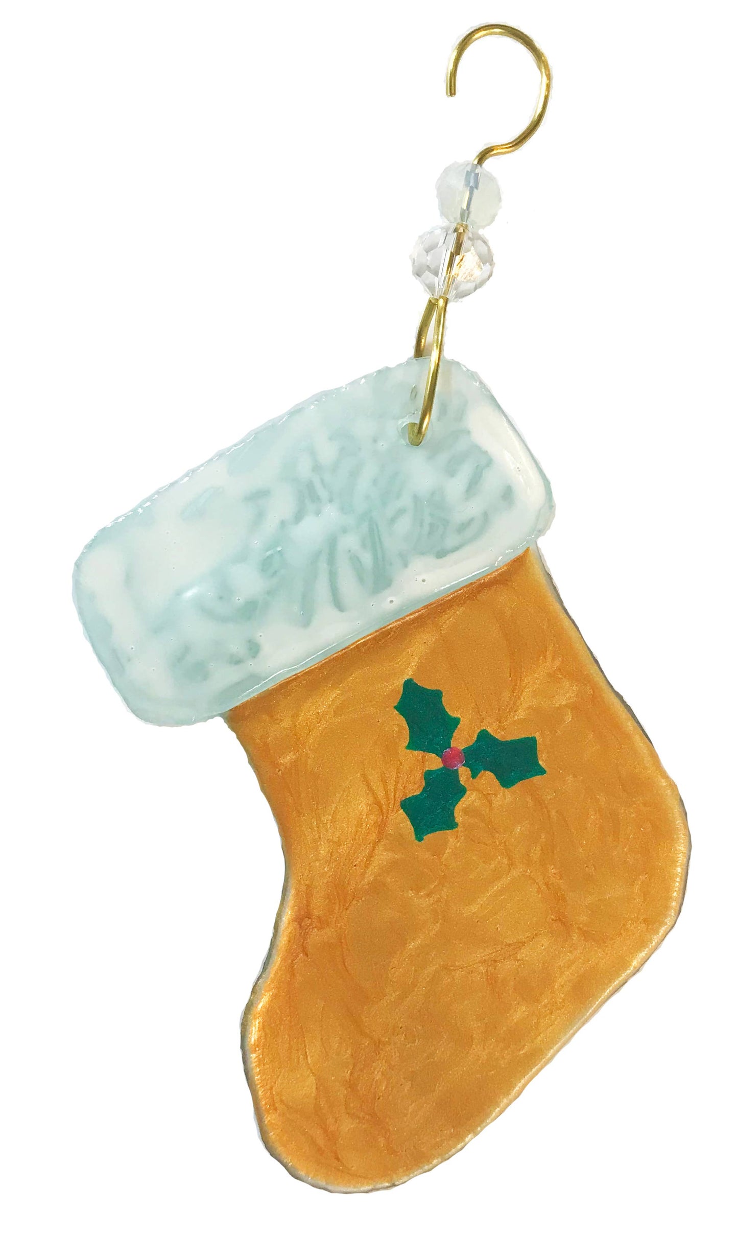 Fused Ornament - Painted Sparkle Glass Stocking