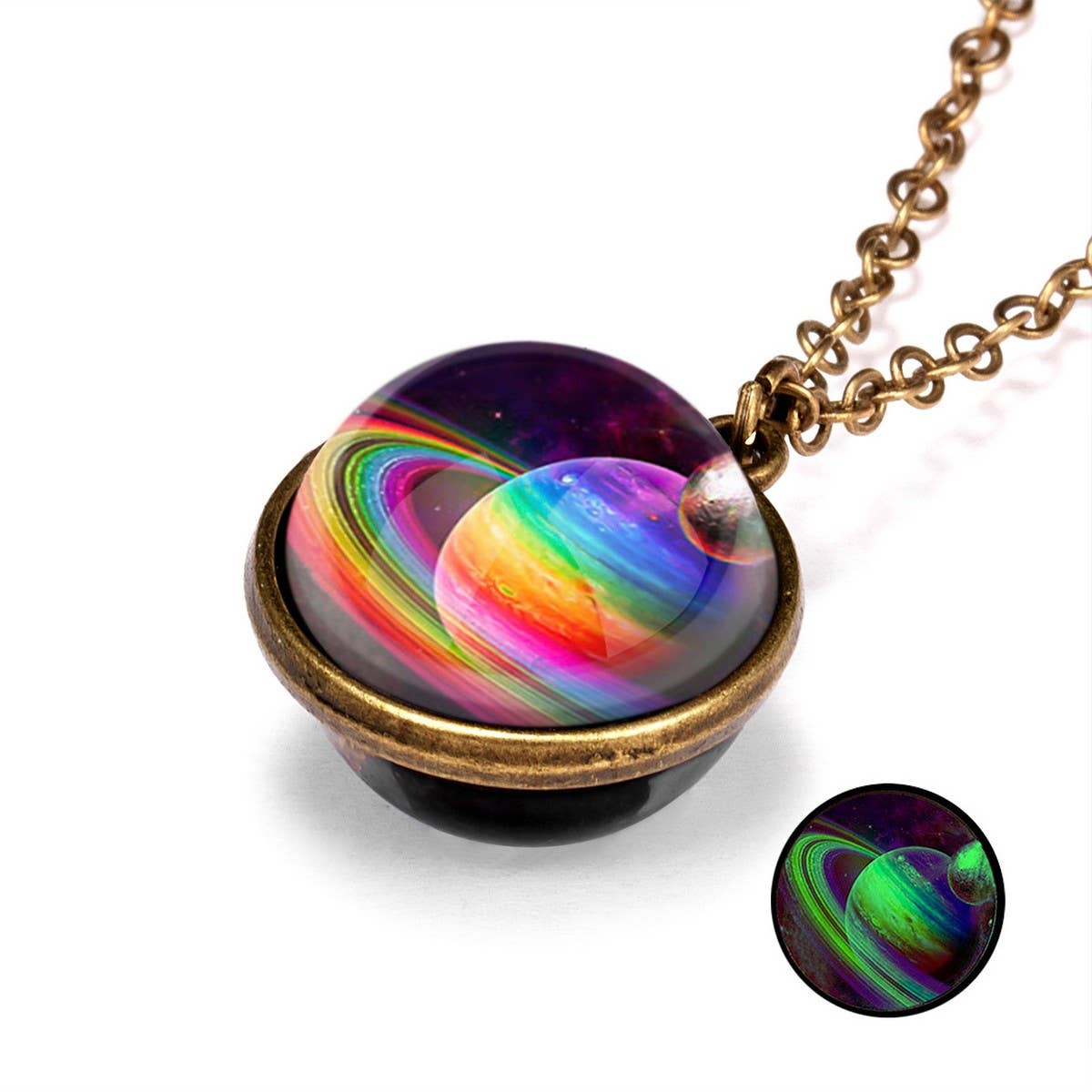 Double sided universe starry night necklace