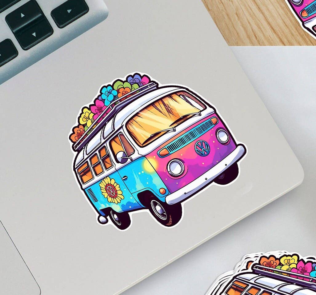 Flower Power VW Bus Sticker