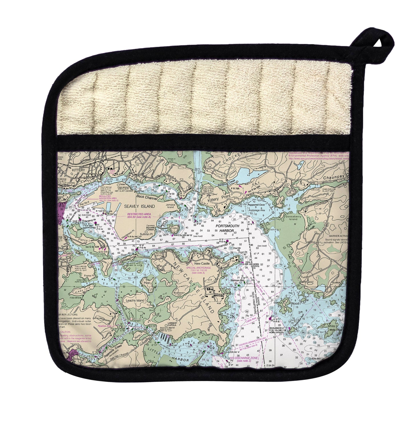 Portsmouth Harbor, NH Nautical Map Pot Holder