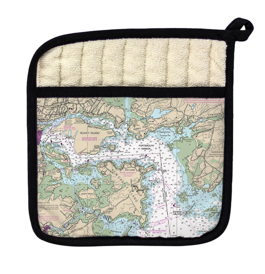 Portsmouth Harbor, NH Nautical Map Pot Holder