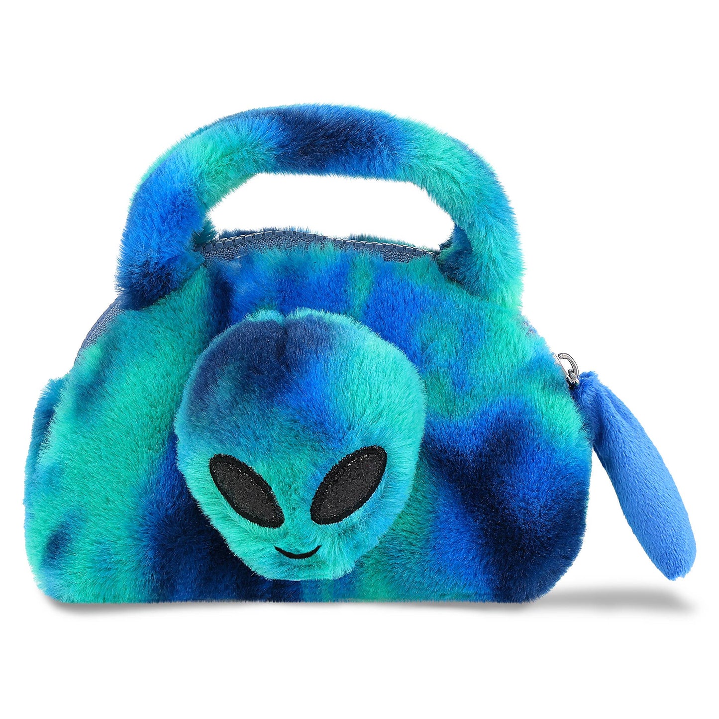 Super-Soft Plush Hand Bag - Blue Tie-Dye Alien