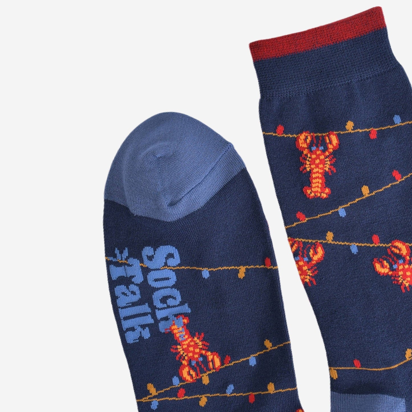 Men's Bamboo Socks - Navy Blue, Lobster Party Lights