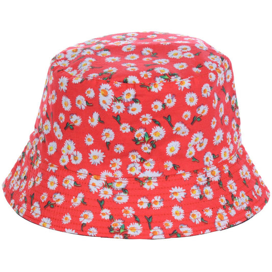Red floral bucket hat