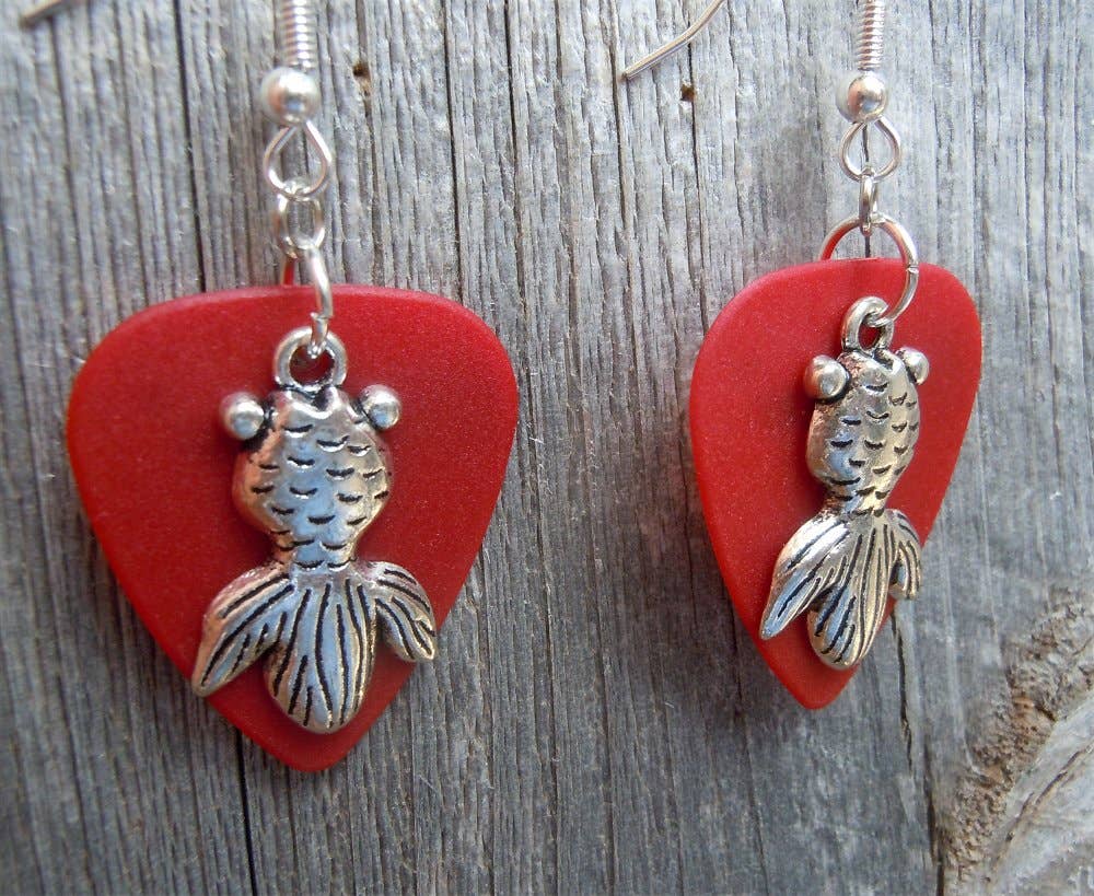 Goldfish Charm Guitar Pick Earrings