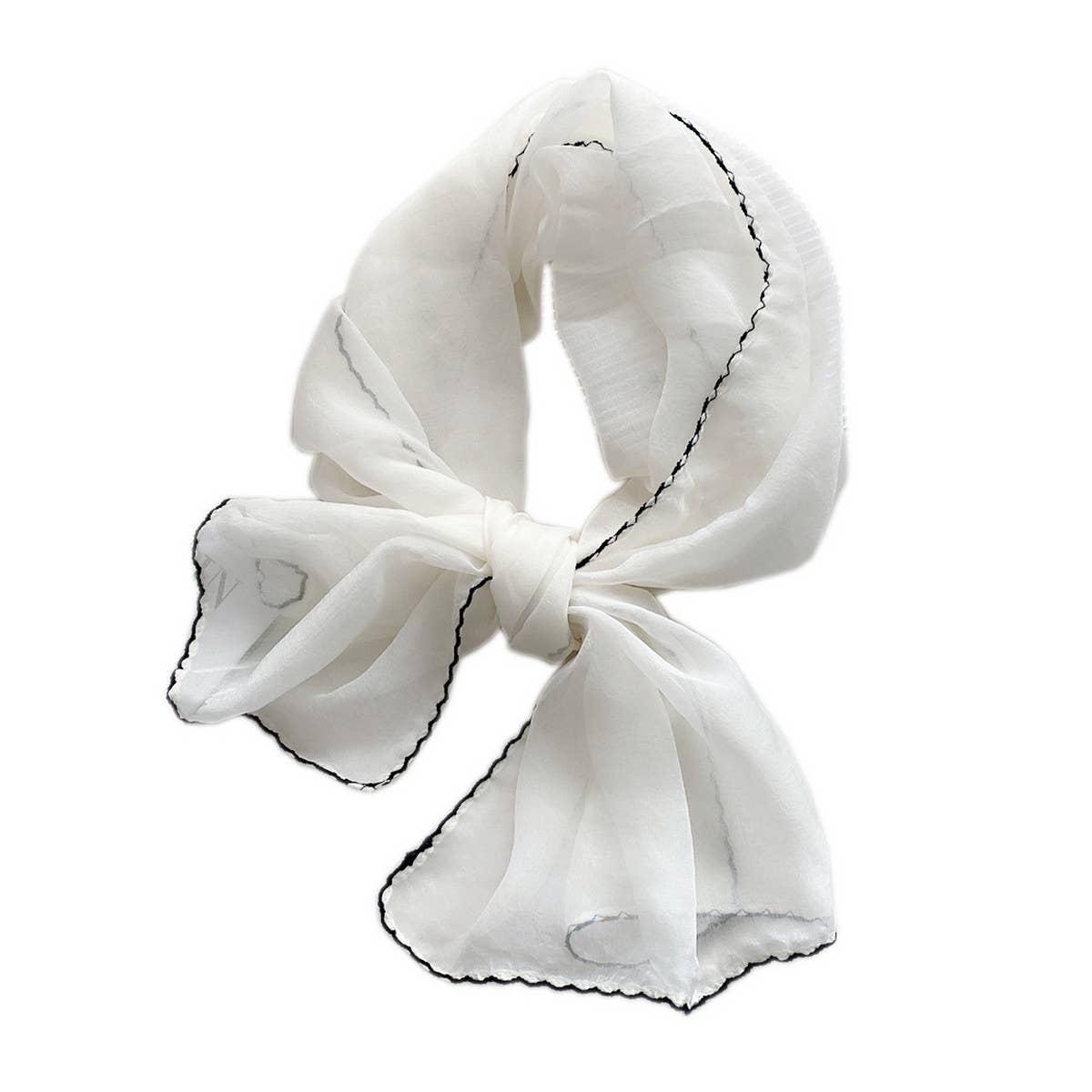 Long solid scarf with beaded edge