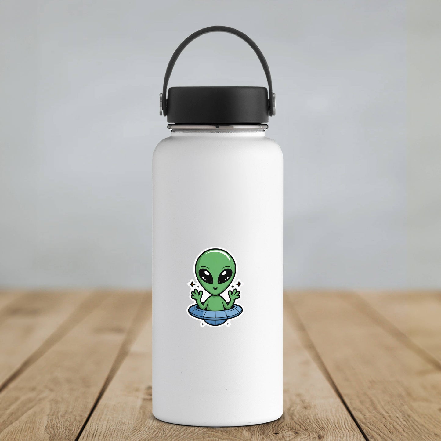 Cute Alien in Saucer Sticker