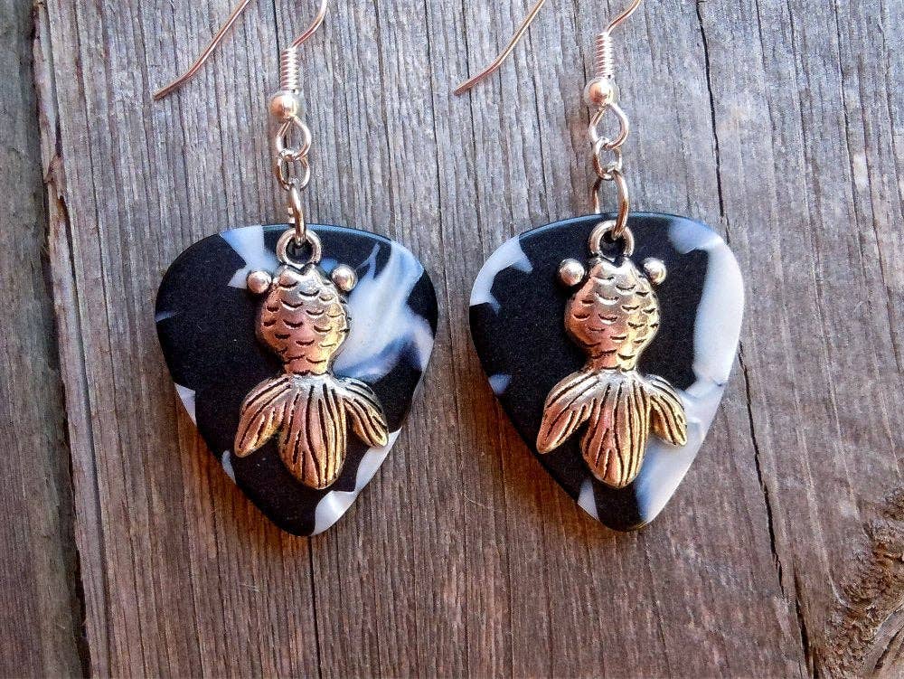Goldfish Charm Guitar Pick Earrings