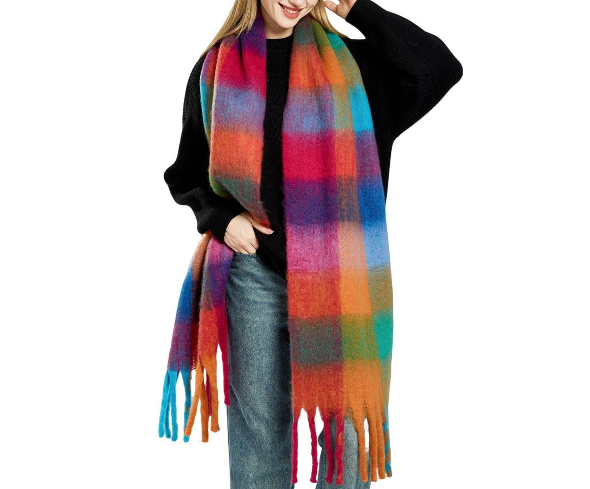 Colorful Plaid Scarf Shawl Scarf