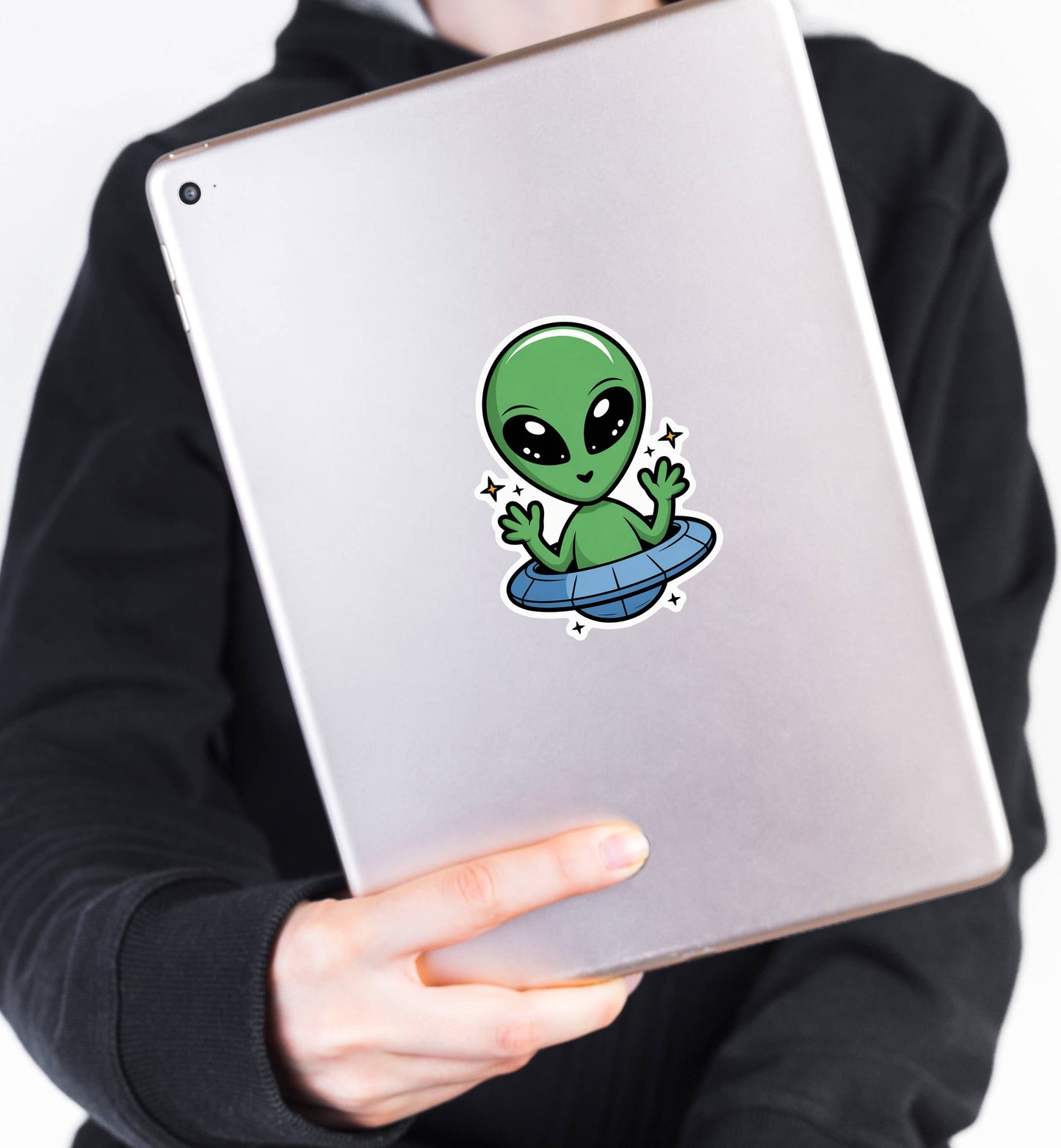 Cute Alien in Saucer Sticker