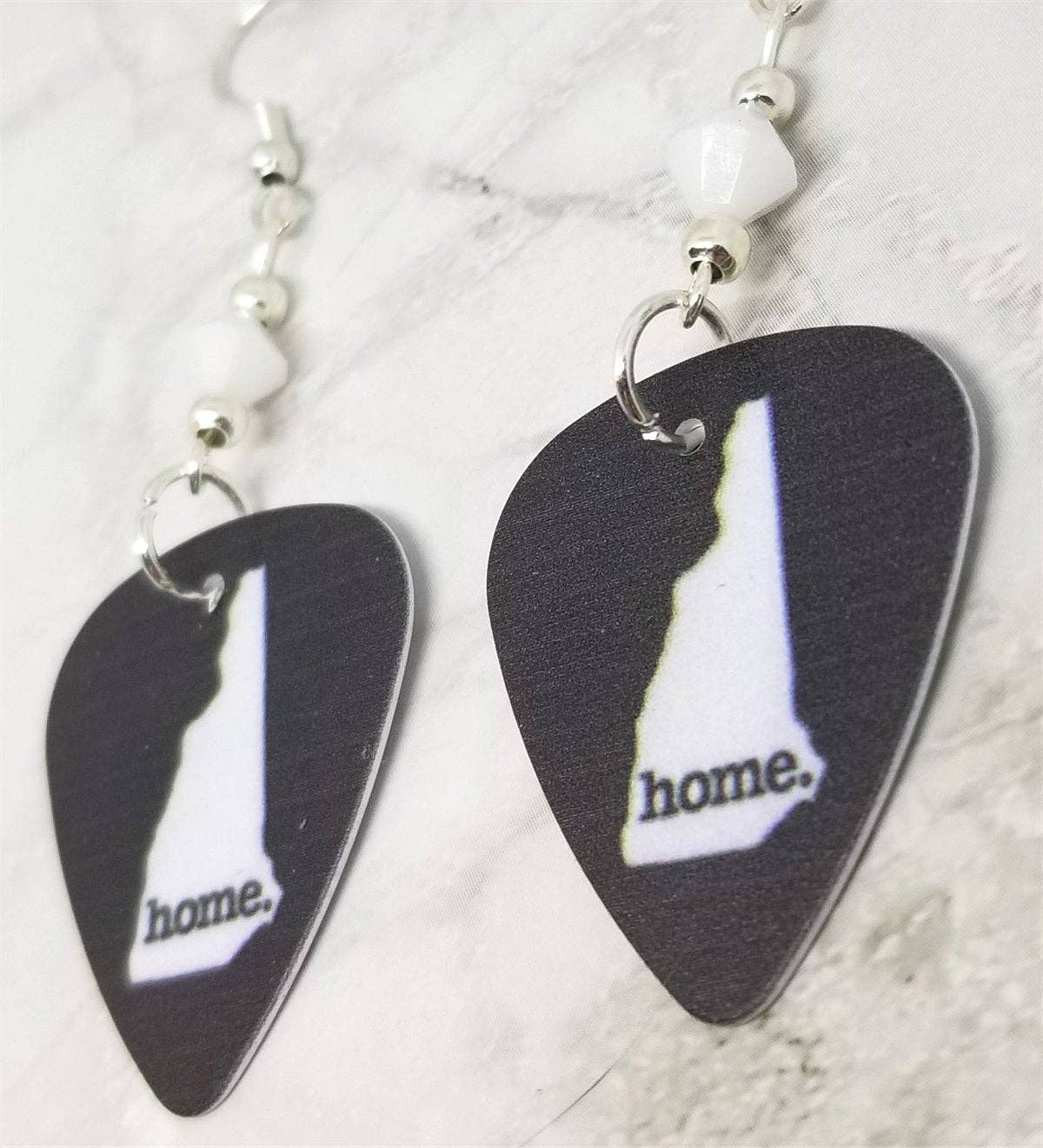 New Hampshire State Home Guitar Pick Earrings