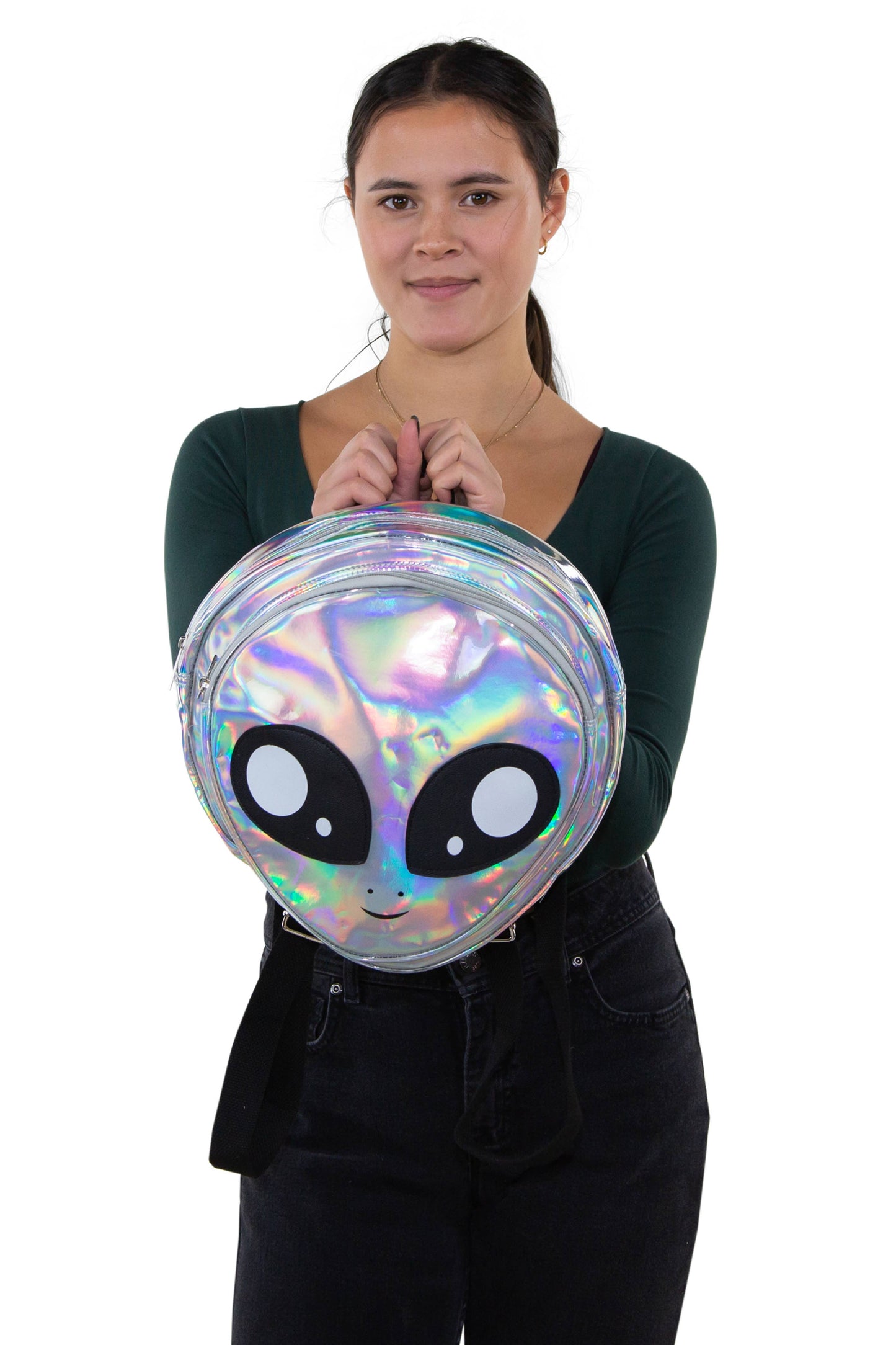 Iridescent Alien Head Backpack