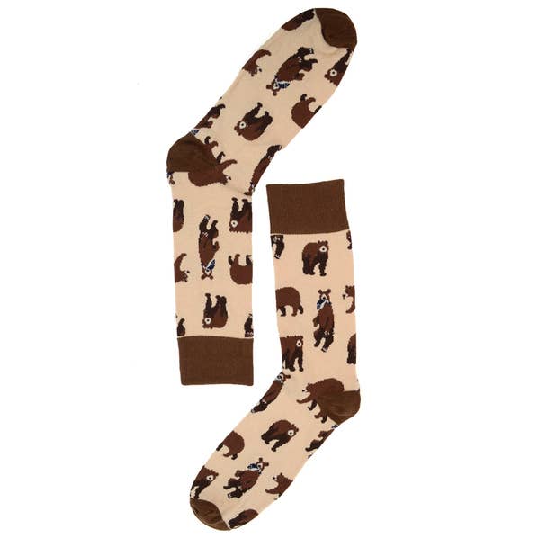 Men's Brown Bear Novelty Socks