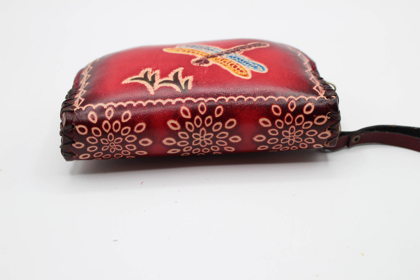 Handmade Dragonfly Wristlet leather coin purse wallet