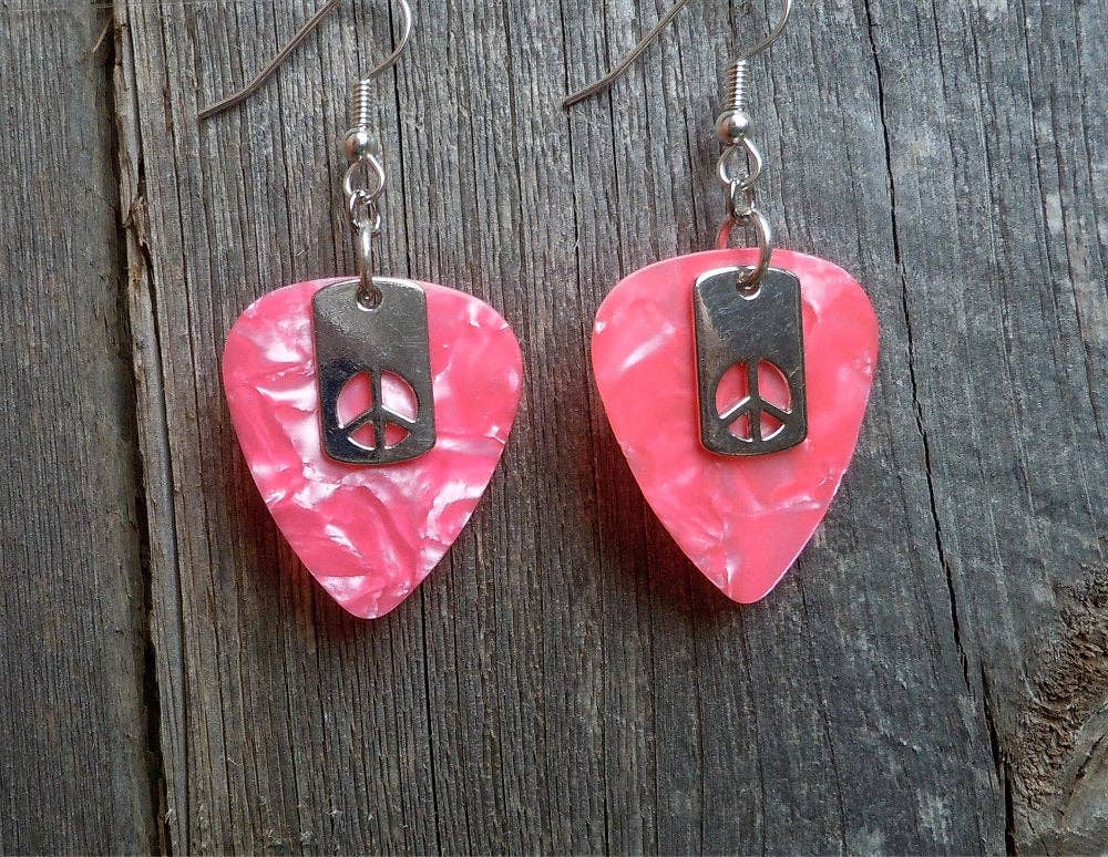 Small Peace Sign Cut Out Charm Earrings