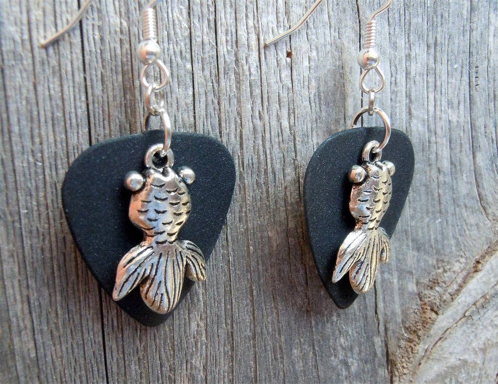 Goldfish Charm Guitar Pick Earrings