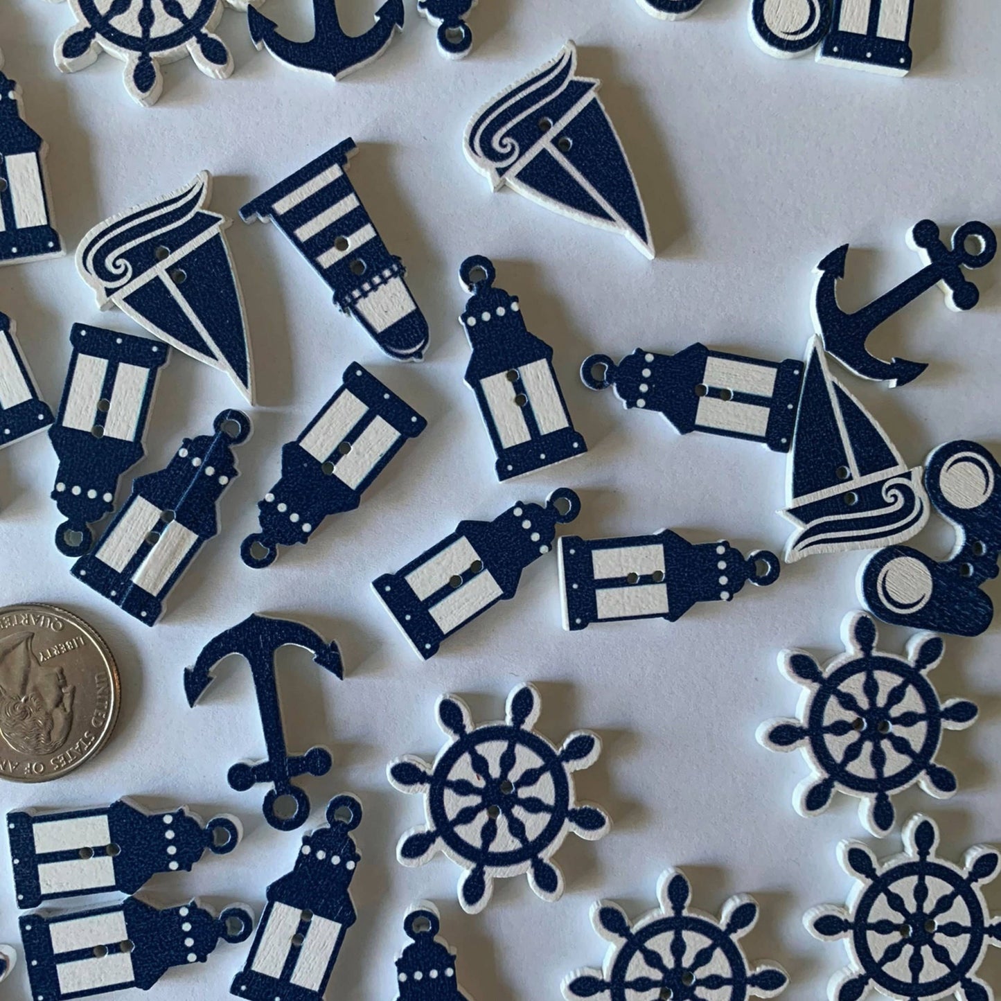Nautical Themed Wooden Buttons