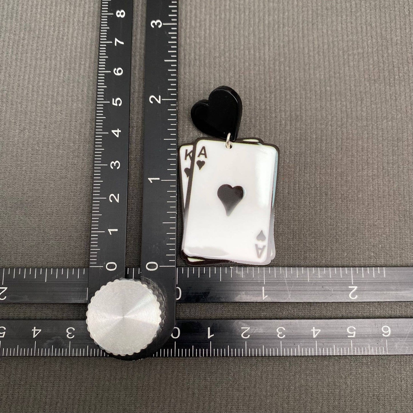 Acrylic Blackjack Heart Post Earrings