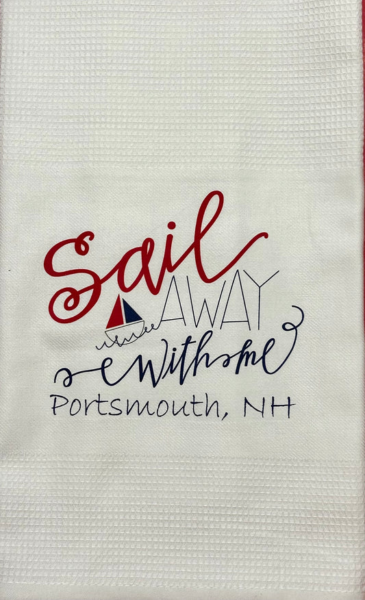 Waffle Towel-  Sail away with me Portsmouth, NH