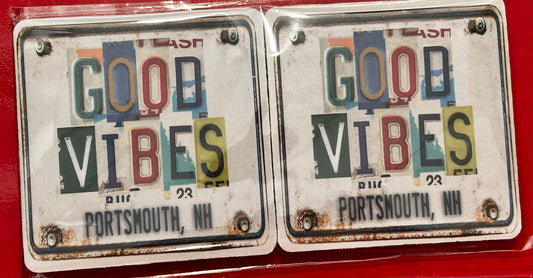 License Plate Good Vibes Portsmouth, NH Rubber Coasters (set/4)