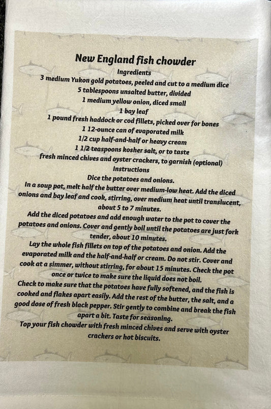 Fish Chowder recipe tea towel