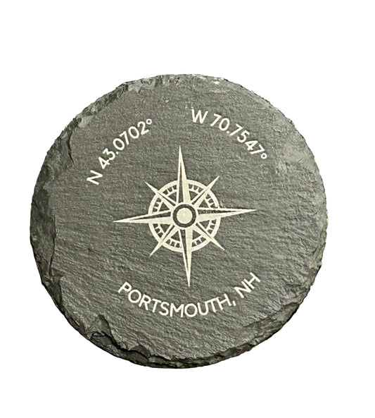 Portsmouth Latitude Longitude Slate Coasters, Coordinates