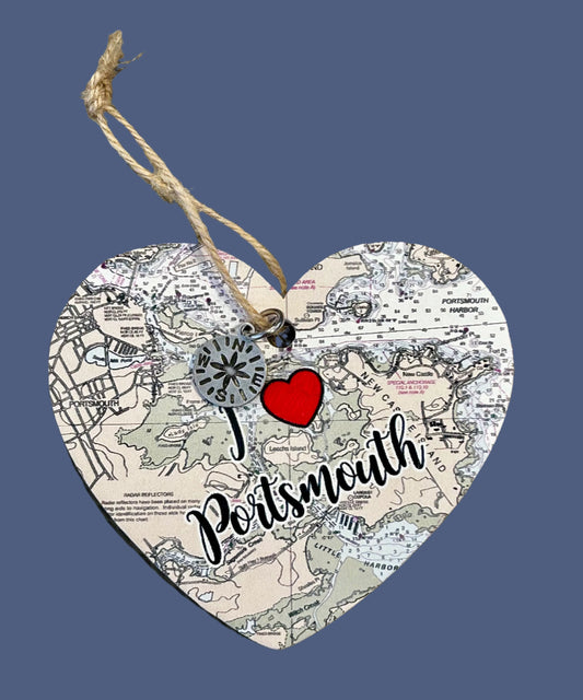 Portsmouth location heart ornament