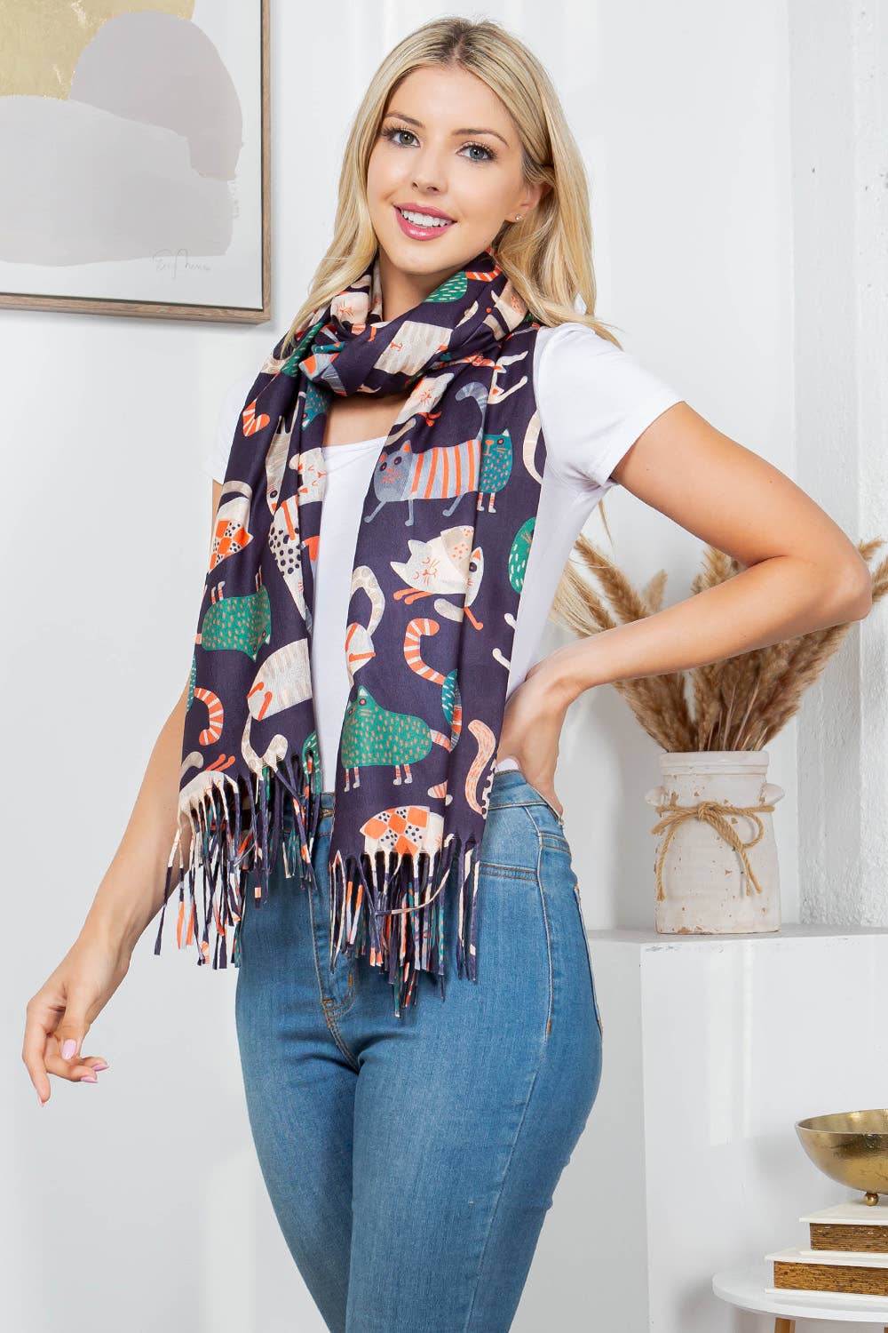 Cat print scarf