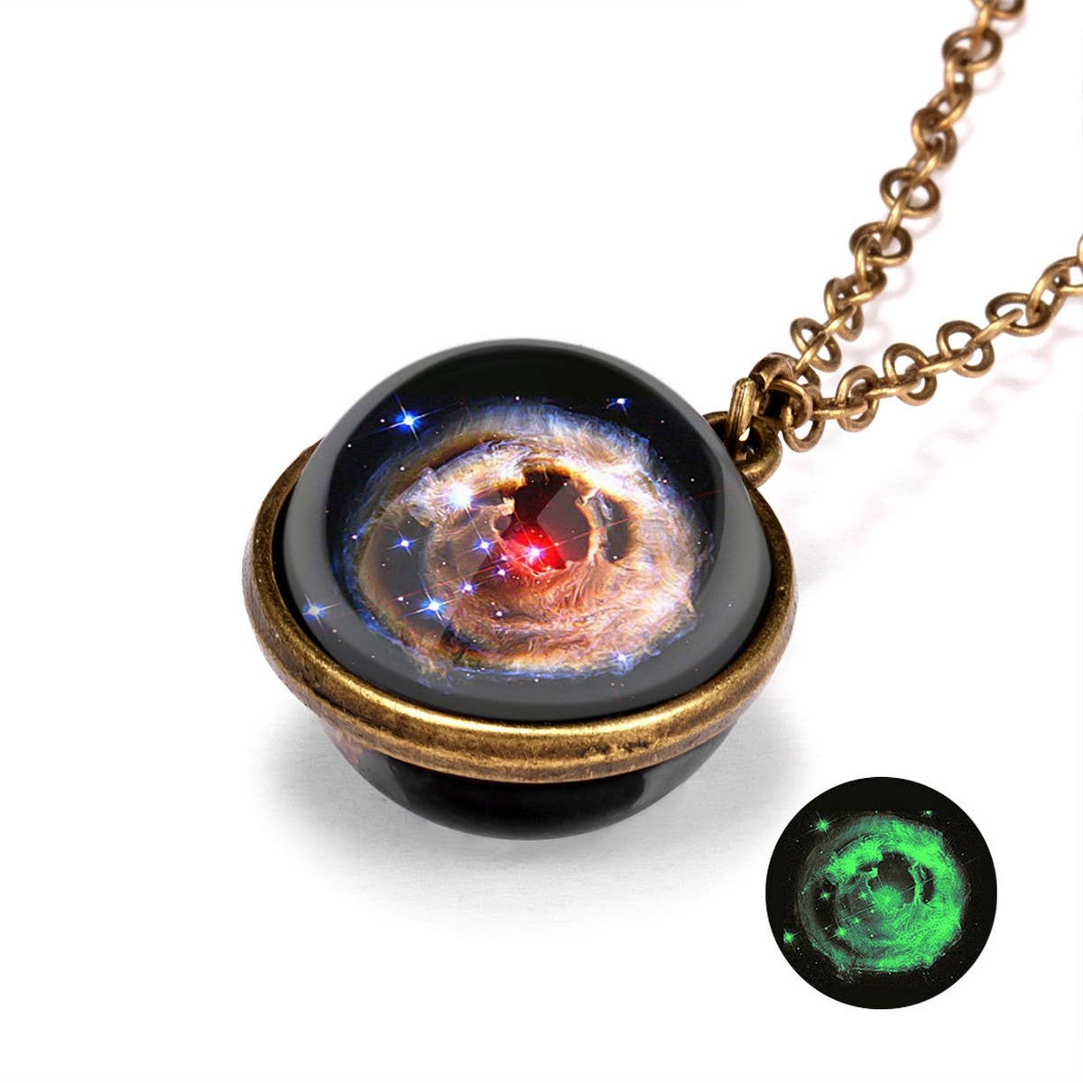 Double sided universe starry night necklace