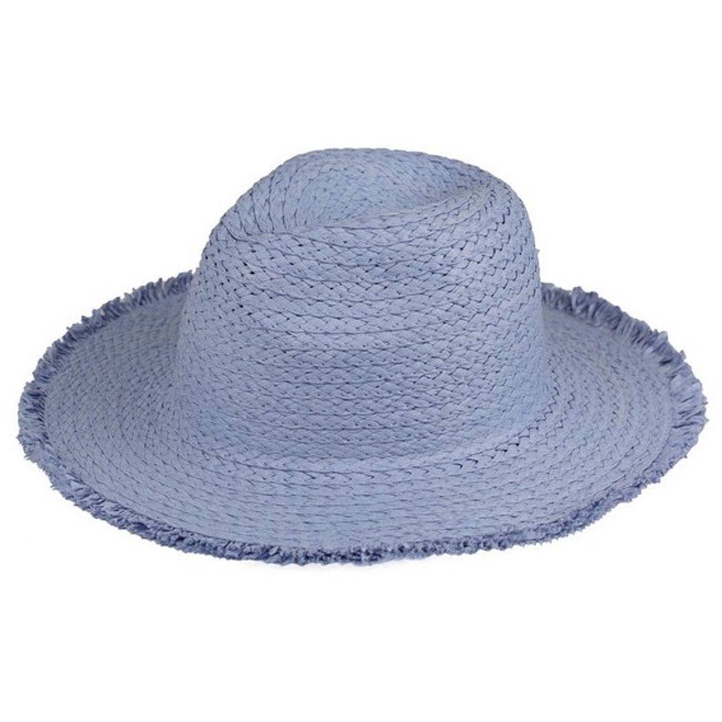 Frayed solid straw hat