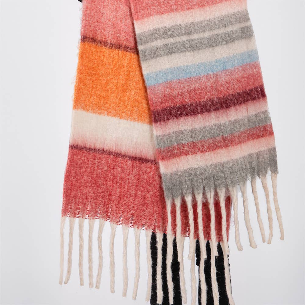 Brushed Multi Color Stripe Scarf